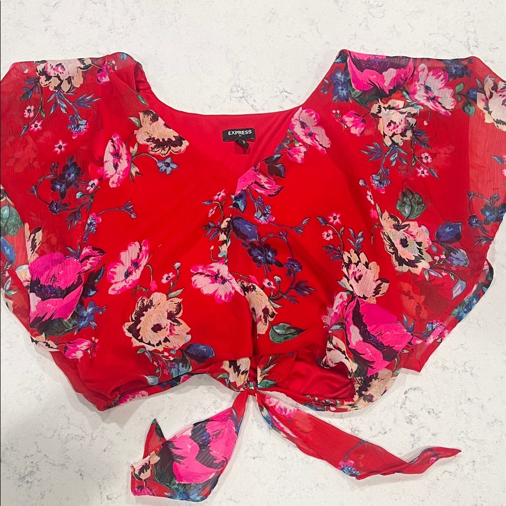 Express Red Floral Women's Blouse